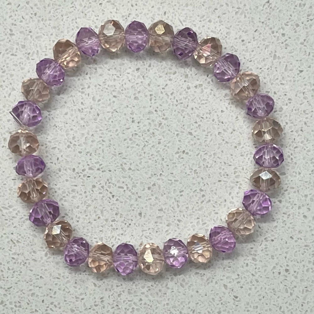 Purple and Pink Beaded Bracelet